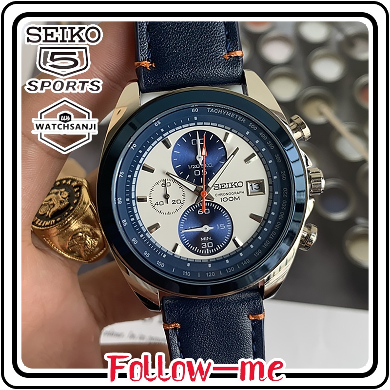 FYMI Ready stock! Hot sale Original Men's Watches Seiko 5 Quartz Automatic Luminous waterproof Watch for Men Black six needles Date calendar Leather strap Wrist watch2022