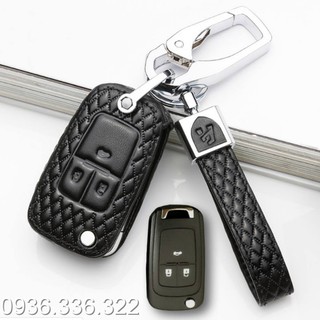 Bao da chìa khóa ô tô + móc khóa cao cấp cho xe Chevrolet Cruze, Daewoo Lacetti