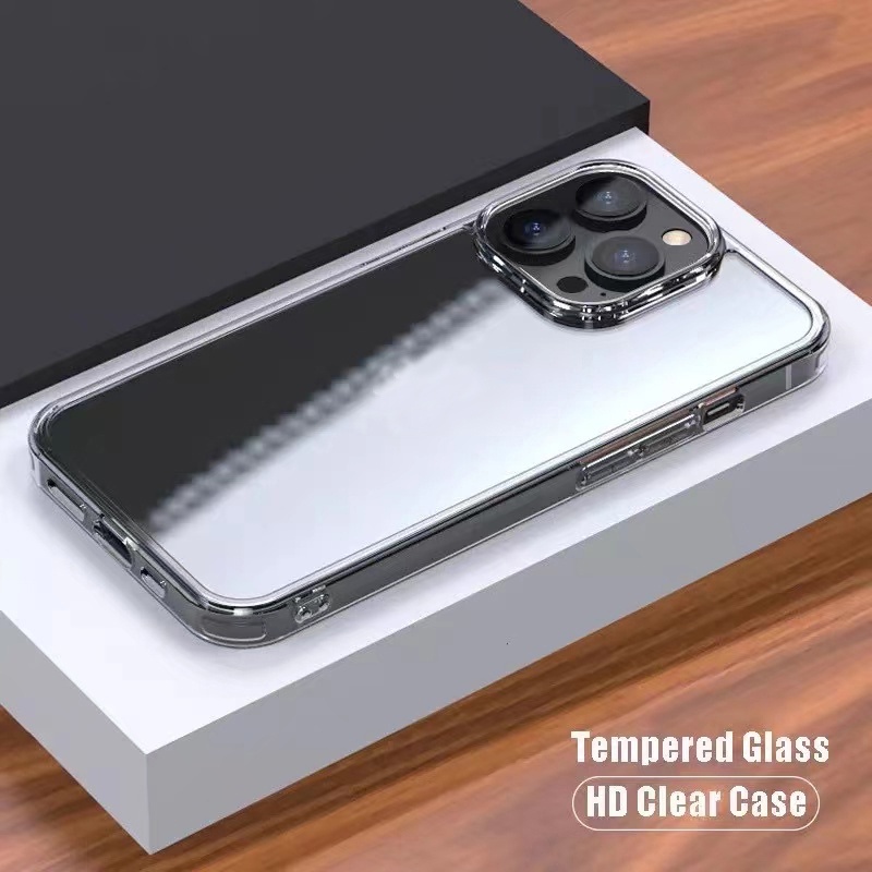 Ốp Điện Thoại Kính Cường Lực Cứng Trong Suốt Ốp Lưng Cho iPhone 14 Pro Max 14 plus 13 Pro max 12 11 Pro XS Max 13 Mini X XR 7 8 Plus SE2020