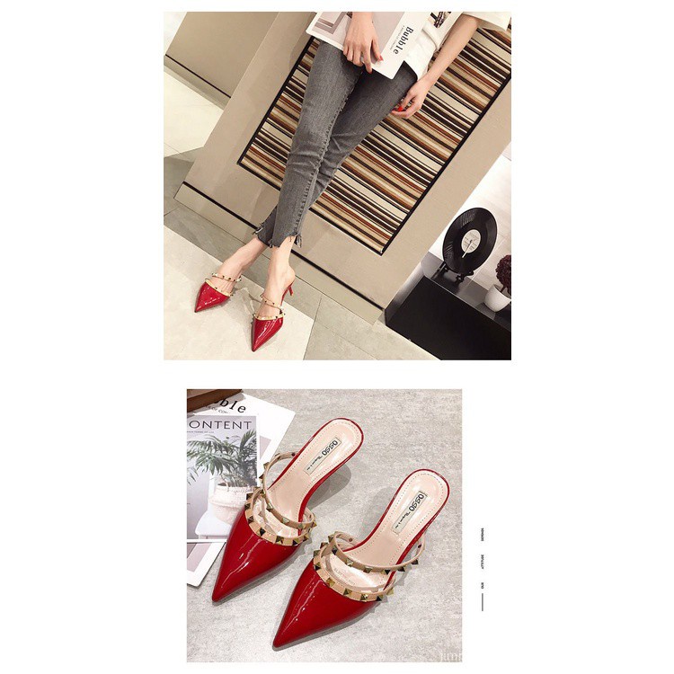 Net Red Baotou Half Slippers for Women Fashion All-match Pointed High Heel Thin Heeled Slipper for Women2021New Summer