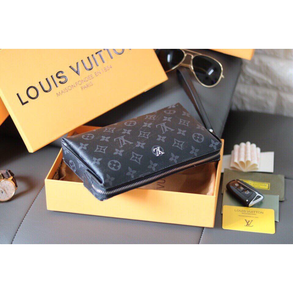 VÍ CLUTCH LV KHOÁ SỐ CẦM TAY UNISEX NAM NỮ CHUẨN FULLBOX HÀNG SẴN SHIP GRAB
