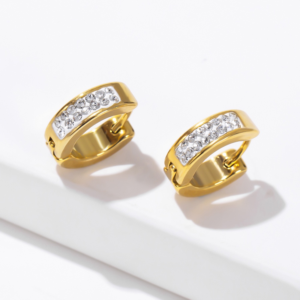 Khuyên Tai Tròn Mạ Vàng 18k Đính Đá 12MM Phong Cách Hiphop Thời Trang