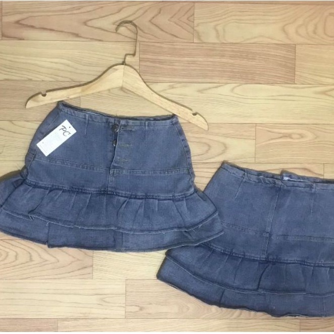 Váy jean xòe 2 tầng phối kiểu xinh xắn( HÌNH THẬT 100%) ❤