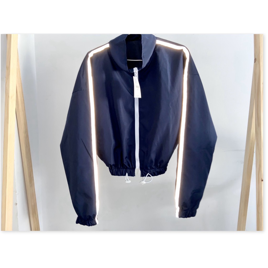 ÁO KHOÁC NỮ PHỐI VIỀN SỌC PHÁT SÁNG THỜI TRANG SÀNH ĐIỆU