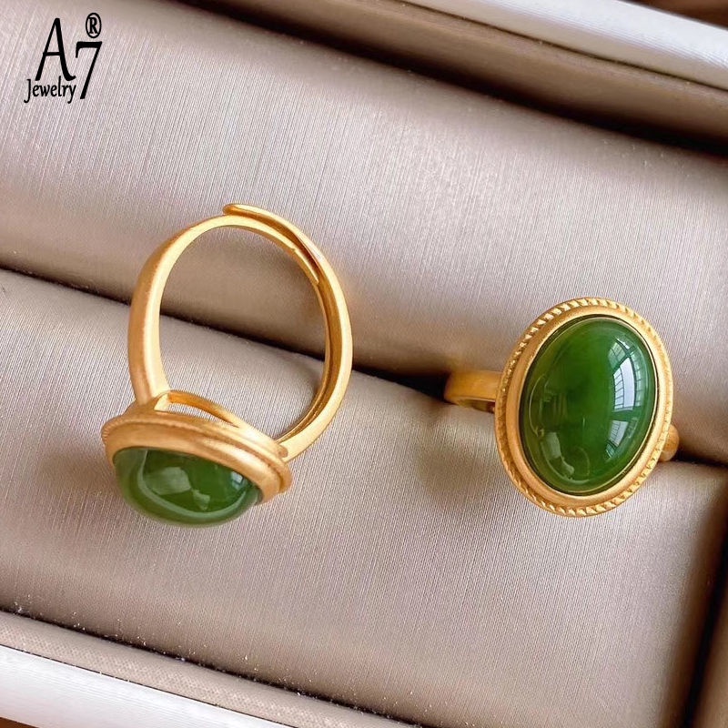 Nhẫn Hở Đính Đá A7 Mạ Vàng Phong Cách Cổ Điển Cho Nữ