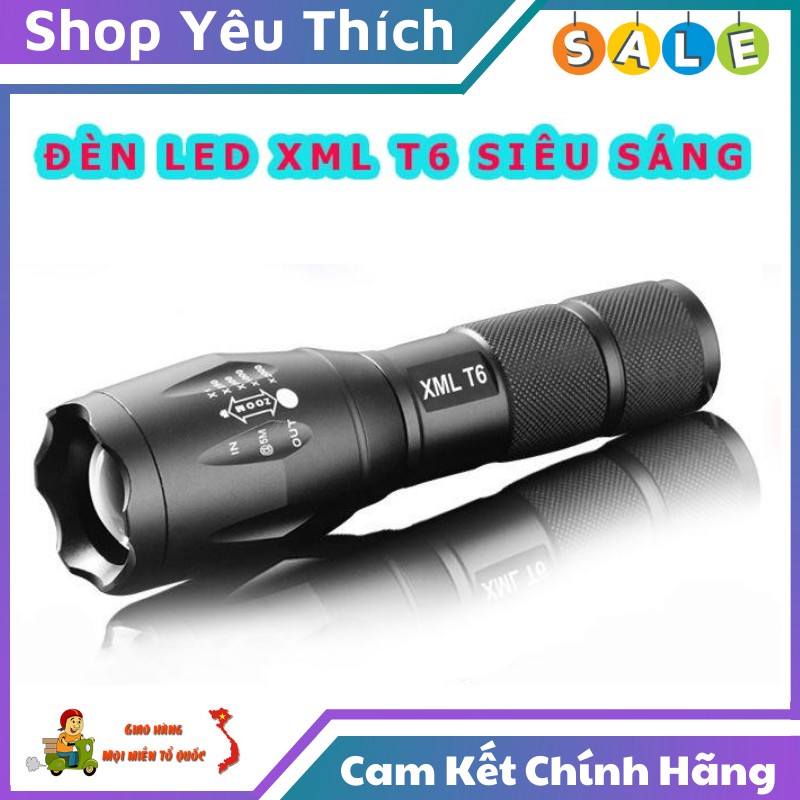 Đèn Pin Cầm Tay Siêu Sáng T6 Chống Nước Cao Cấp Chiếu Xa Trăm Mét Thiết Kế Gọn Nhẹ Sử Dụng Đi Dã Ngoại Hoặc Sửa Chữa