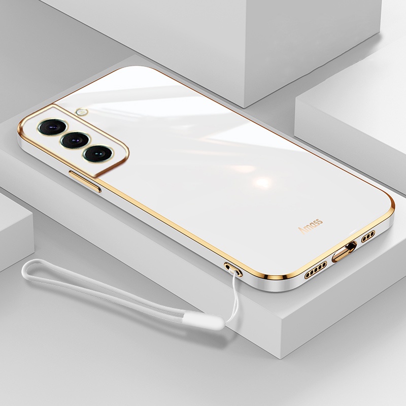Ốp lưng Samsung S22 Plus S21 S20 Thiết kế mới Ốp lưng điện thoại hình vuông Mạ mềm Ốp lưng viền thẳng Phong cách sang trọng Bao da miễn phí