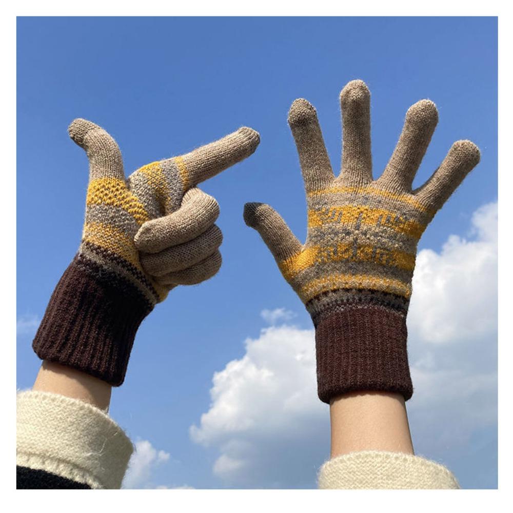 1 Găng Tay Len Chống Lạnh Màu Sắc Ngọt Ngào Có Thể Sử Dụng Màn Hình Cảm Ứng Cho Nữ