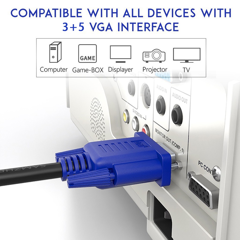Dây Cáp Vga Chuyển Đổi 1.5M/3M/5M Vga Sang Vga 15Pin Cho Máy Tính/Máy Tính/Máy Tính