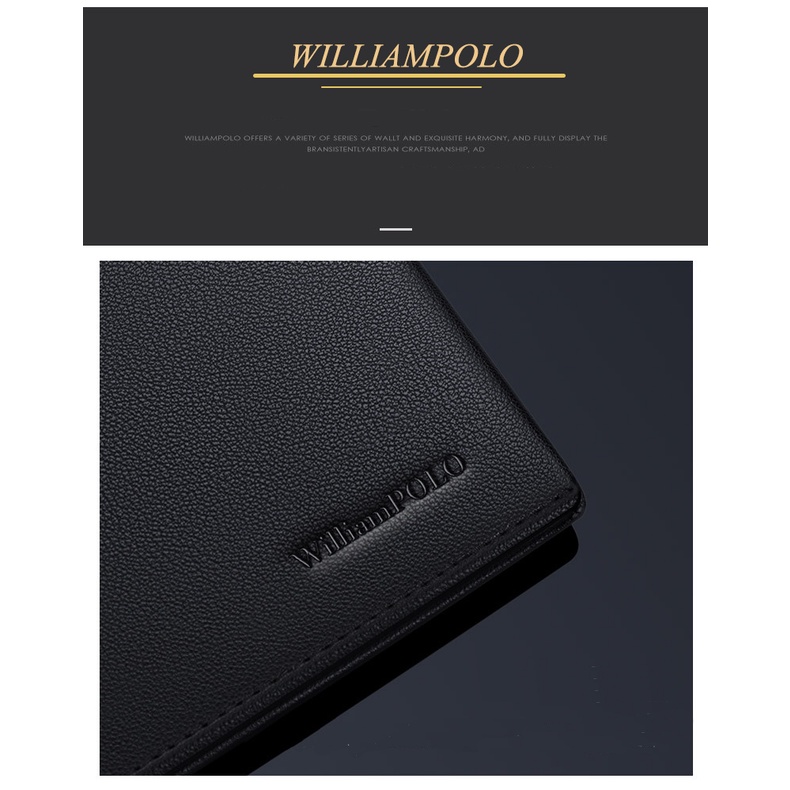 Ví nam da bò cao cấp  Williampolo , bóp da nam chính hãng Williampolo ,có full túi và hội theo hãng POLO221568