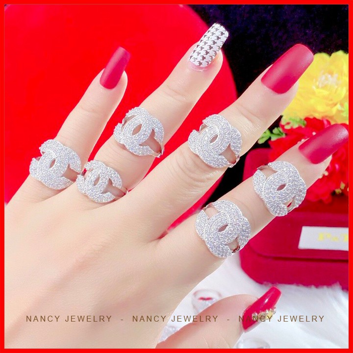 Nhẫn nữ chanel màu trắng bạc cao cấp - Trang sức nhẫn