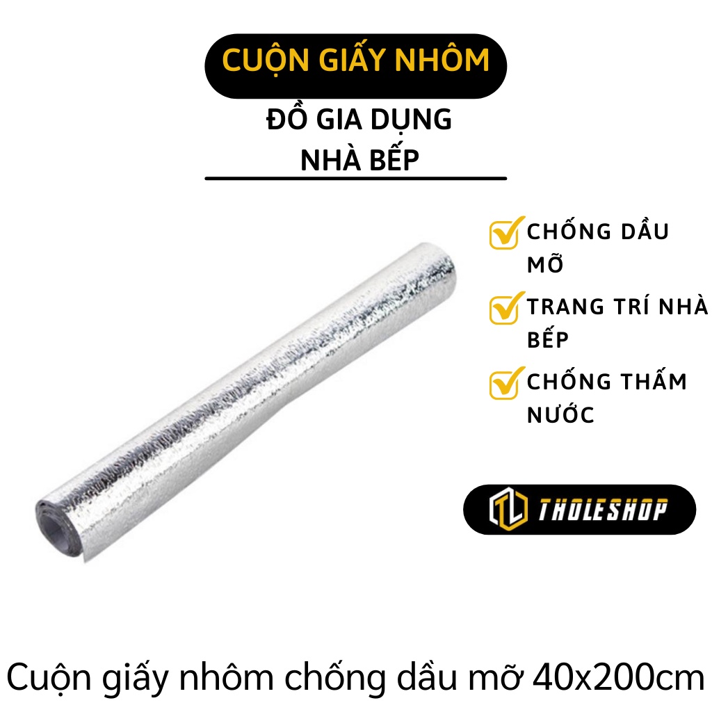 Giấy Decal Dán Nhà Bếp - Cuộn Giấy Bạc Dán Bếp Cách Nhiệt Chống Thấm, Chống Dầu Mỡ 8414