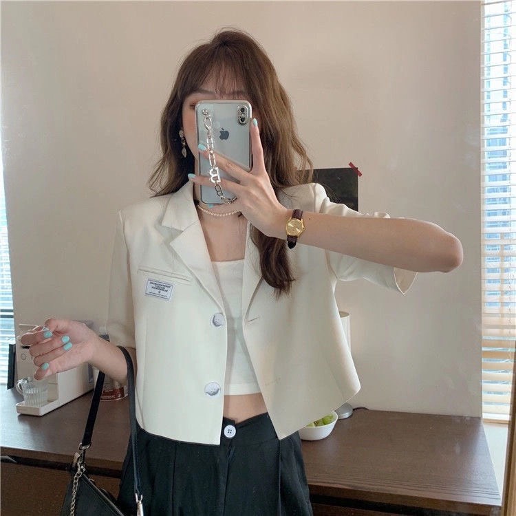 Áo Blazer Nữ Tay Ngắn Kiểu Dáng Ngắn Croptop Áo Vest Croptop Hàn quốc BL02 | BigBuy360 - bigbuy360.vn