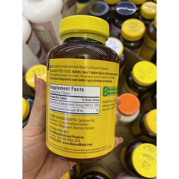 Vitamin D,vitamin D3 Nature made 1000 iu 300 viên