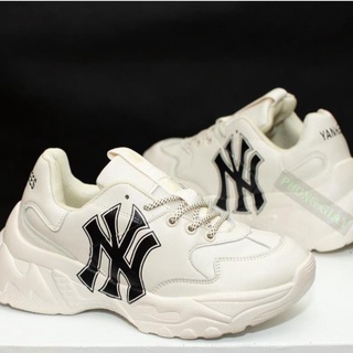 Giày sneaker 𝗠𝗟𝗕 tăng chiều cao 5cm - logo ny đen đế trắng logo in 3d
