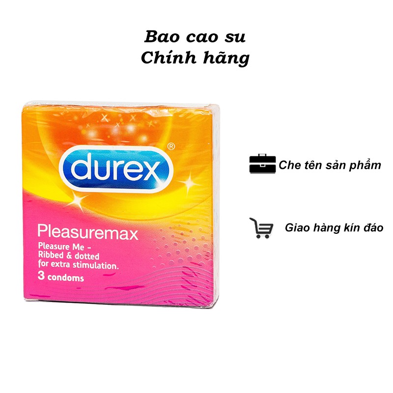 [Siêu rẻ] BAO CAO SU DUREX PLEASUREMAX CÓ HẠT GAI NỔI HỘP 3C CHẤT LIỆU CAO SU THIÊN NHIÊN AN TOÀN CHẤT LƯỢNG