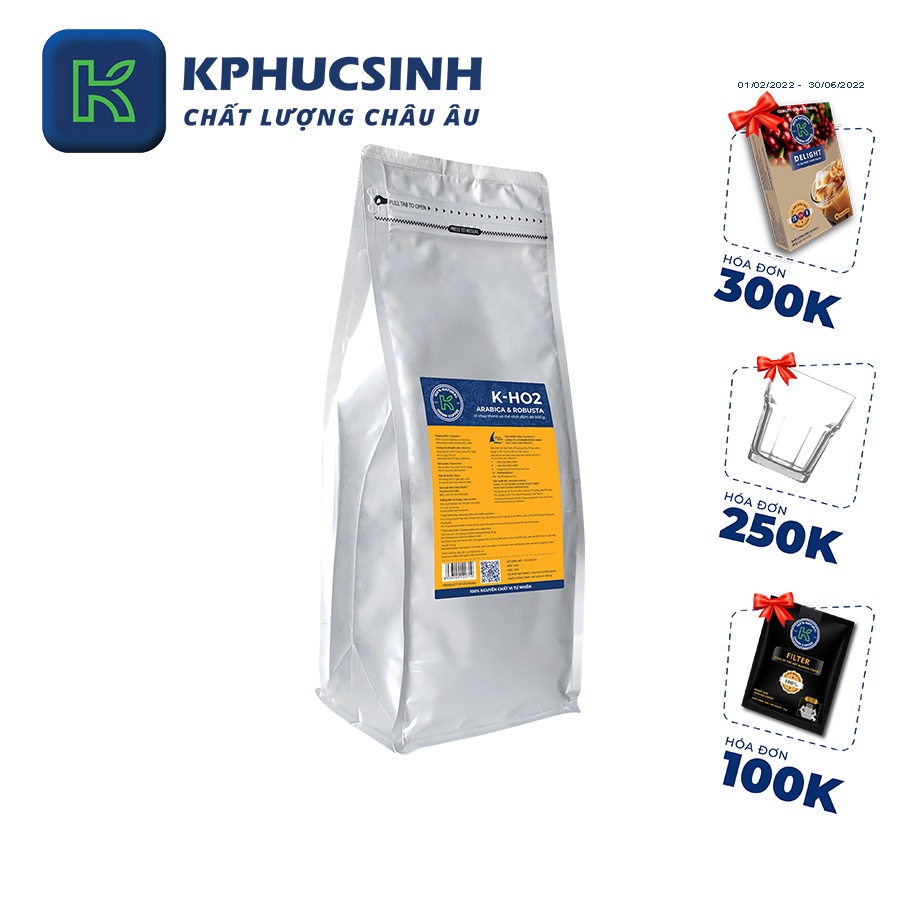 Cà phê rang xay xuất khẩu K-HO2 1kg/gói KPHUCSINH - Hàng Chính Hãng