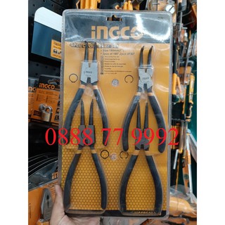 Bộ 4 kìm mở phe 7inch 180mm Circlip Plier Set Ingco HCCPS01180