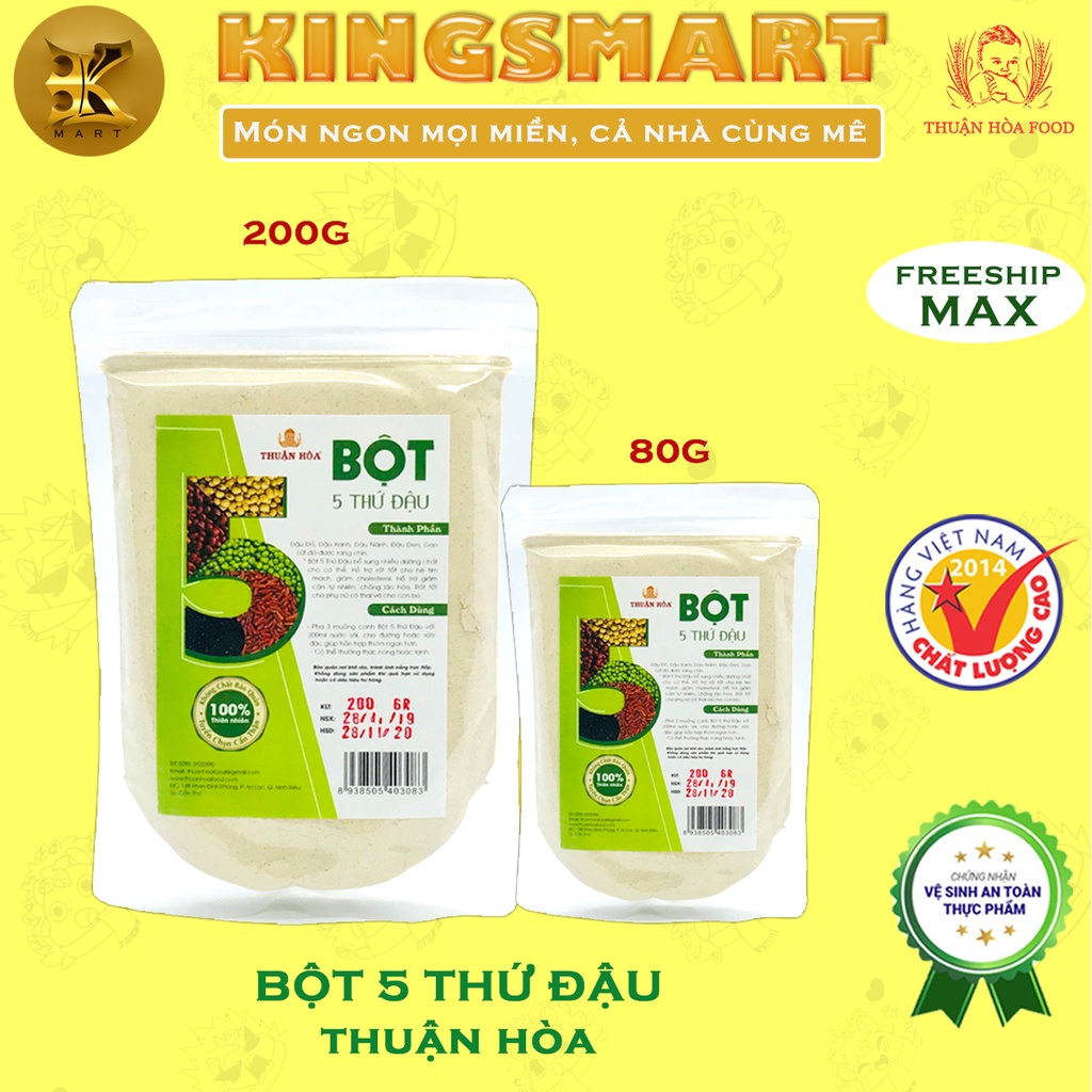 Bột 5 Thứ Đậu 80G/200G THUẬN HÒA FOOD - Tốt Cho Tim Mạch, Giảm CHORESTEROL, Giảm Cân Tự Nhiên