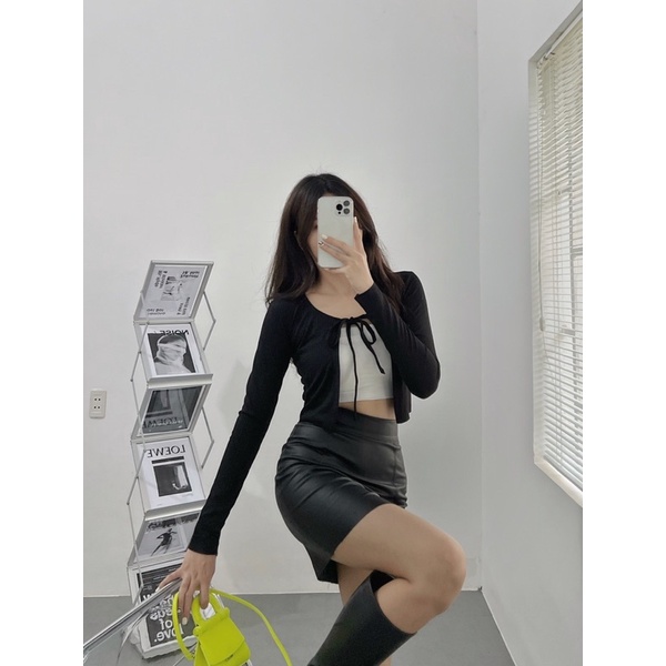 ÁO CROP CADIGAN CỘT NƠ THẦN THÁNH