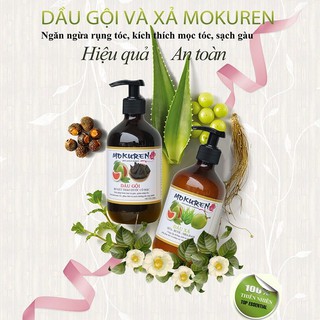 Combo lớn gội -xả giúp sạch gàu, giảm rụng tóc, mọc tóc mokuren 500ml