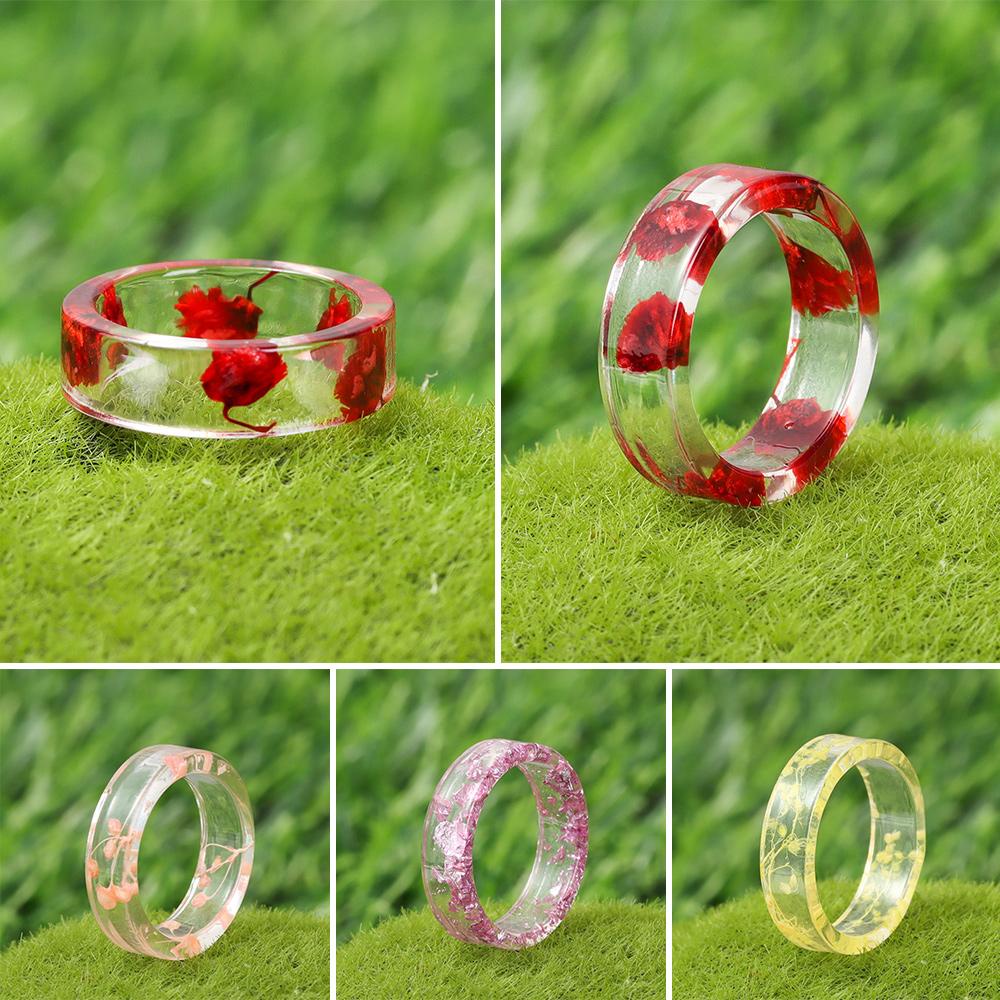 ♪PATH♪ Gift Wood Ring Fashion Flower Grass Jewelry Landscape Magnificent Plants Inside Finger Fantasy Handmade Resin Ring/Multicolor