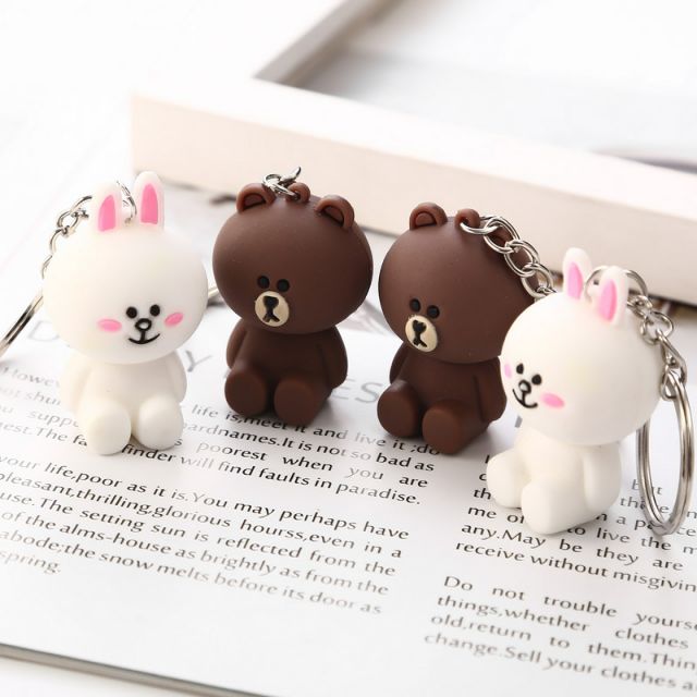 Móc chìa khóa cặp đôi browny cony gấu thỏ móc khóa couple keychain Hàn quốc dễ thương