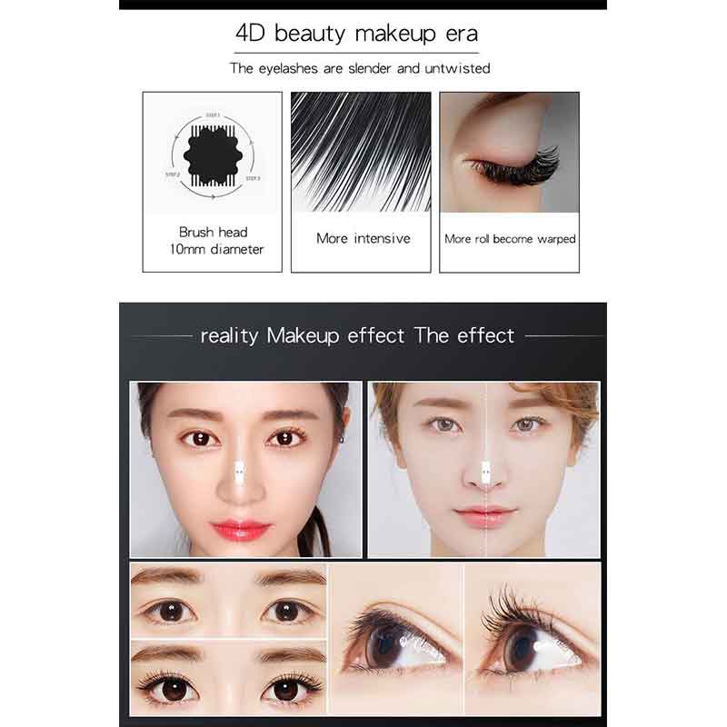 Mascara đen sợi tơ 4D chuốt dài mi chống thấm nước lâu trôi