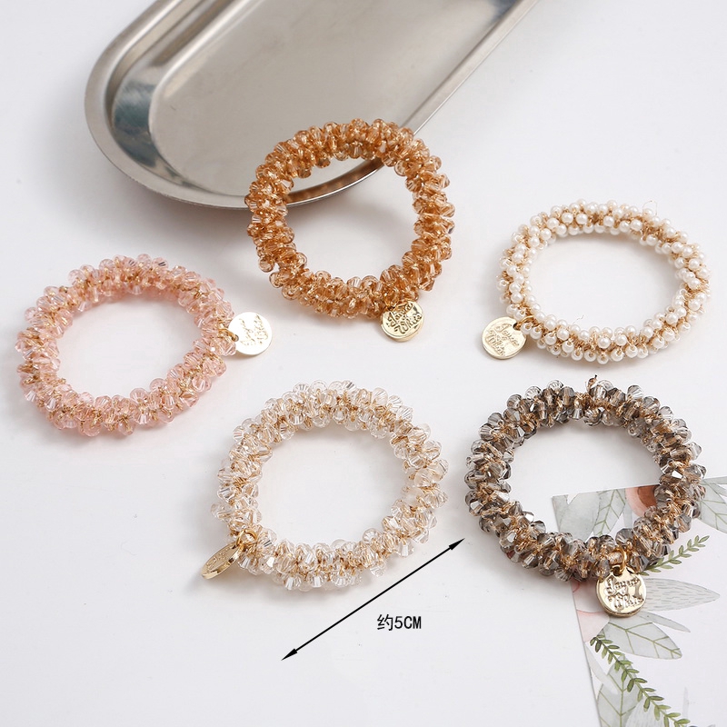 Dây Buộc Tóc Co Giãn Đính Ngọc Trai Và Pha Lê Sang Trọng