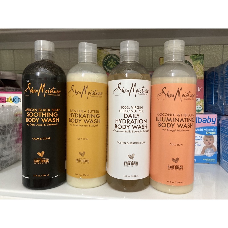 Sữa tắm Shea Moisture Black Soap, Shea butter, Dừa, Sáng da 384ml