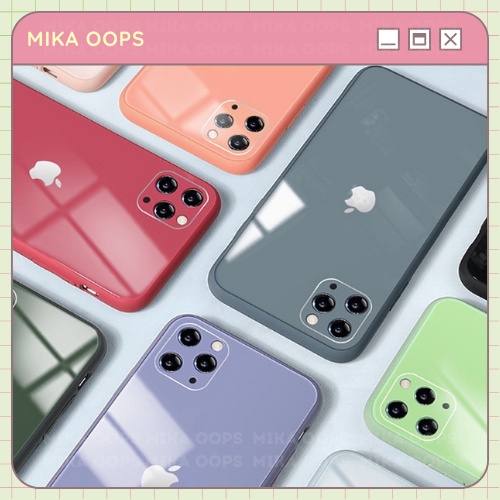 Ốp lưng iPhone Mặt Kính Cường Lực cho iPhone 13 12 Mini Pro Max 11 Pro Max Xr Xs Max 7 8 Plus – Mika Oops