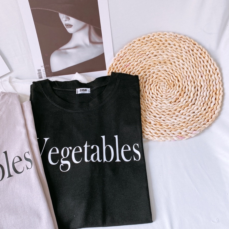 Áo phông 3158, áo thun tay lỡ form rộng chất cotton in chữ VEGE