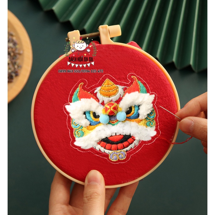 DIY BỘ KIT TỰ THÊU ĐẦU LÂN MẬP - CẦU MAY LÀM MÓC KHOÁ TÚI THƠM TREO Ô TÔ VÀ QUÀ TẶNG - NANA SHOP HANDMADE