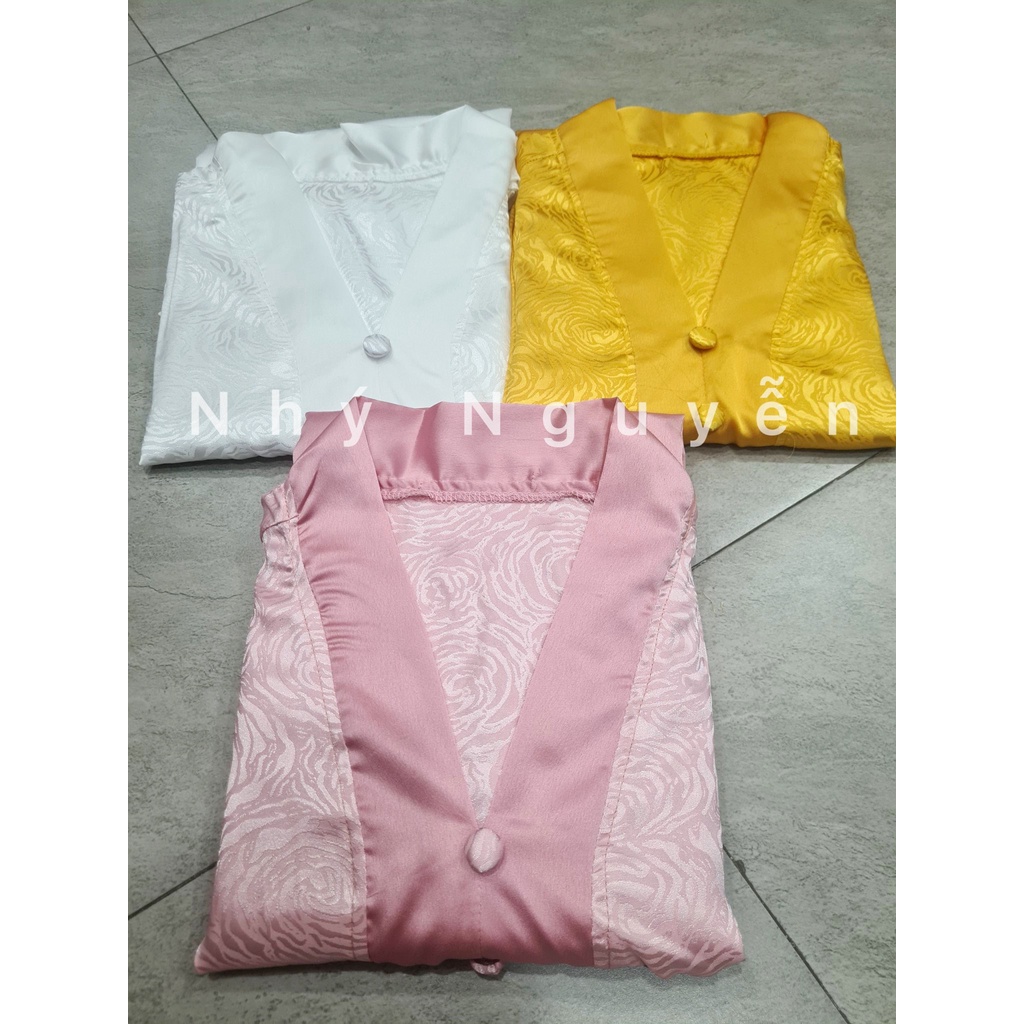 Bộ Lễ Đi Chùa Lụa Vân Gấm MÀU HỒNG