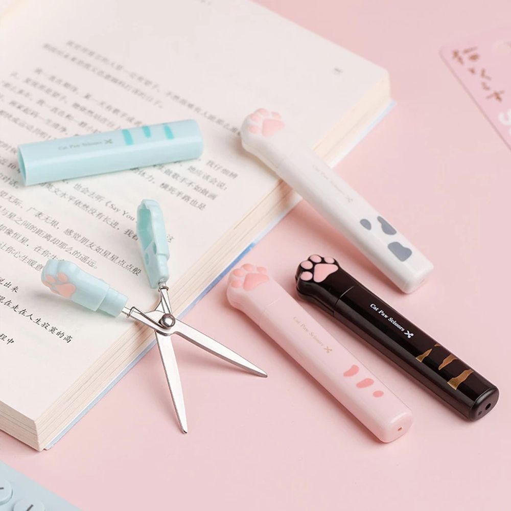 Kéo gấp mini bằng thép không gỉ họa tiết chân mèo đáng yêu đa năng