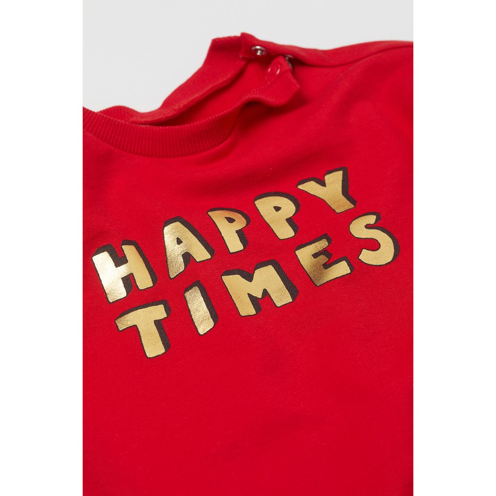 Áo nỉ bông đỏ Happy time HM H&M _hàng chính hãng authentic | BigBuy360 - bigbuy360.vn
