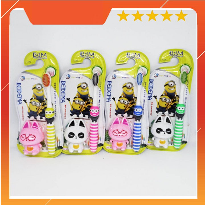 ComBo 2 Bàn chải đánh răng hình Minions cho bé yêu BEIDEMA Hàn Quốc tặng gọt bút chì