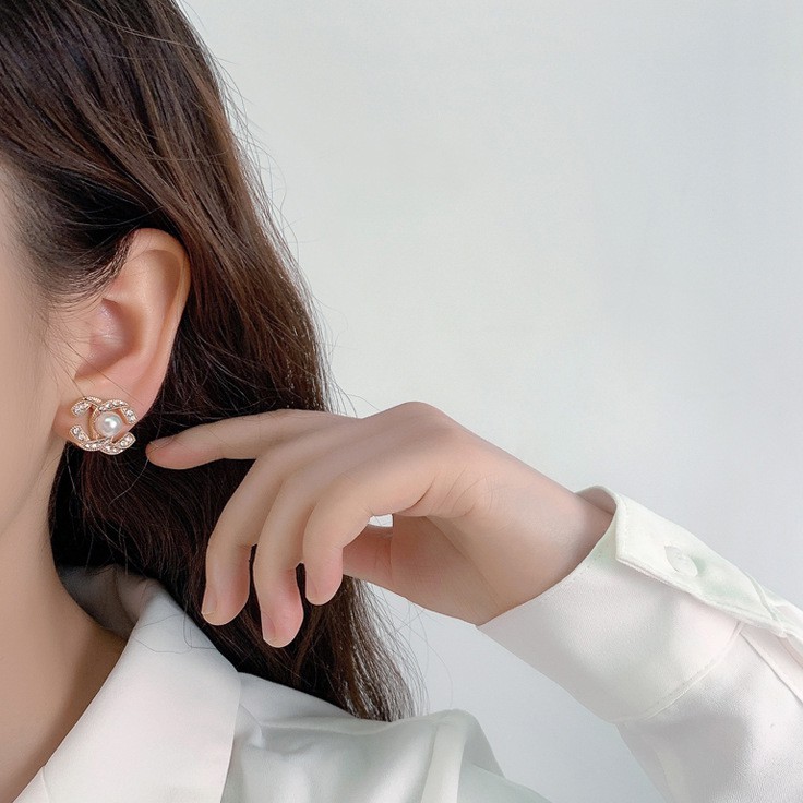 Bông tai 2 chữ C size nhỏ  phong cách Hàn Quốc