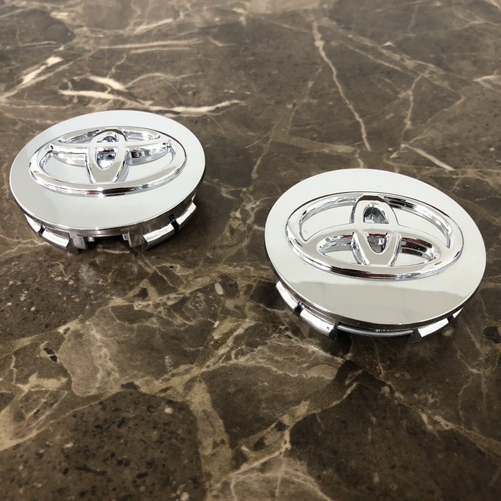 Logo chụp mâm, ốp lazang bánh xe ô tô Toyota đường kính 62mm ( MÀU BẠC MẠ CROM )