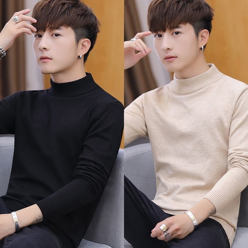 Áo sweater Cổ Lọ Màu Trơn Thời Trang Thu Đông Hàn Quốc Mới Cho Nam