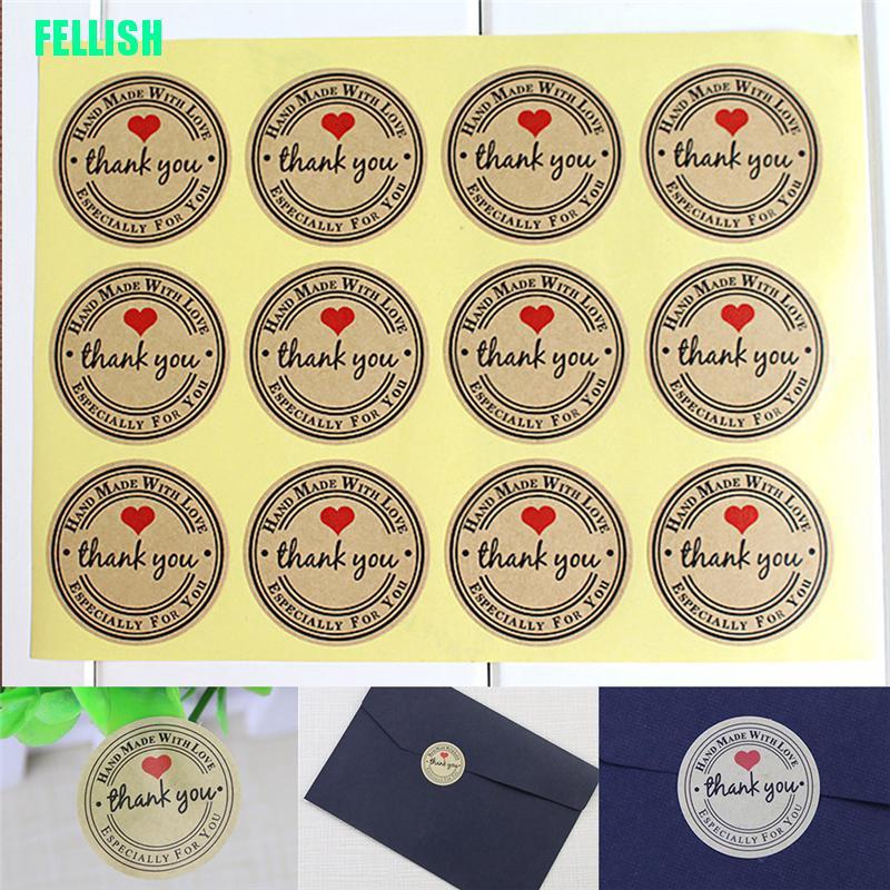 Set 12 / 60 / 120 Miếng Nhãn Dán 38mm In Chữ Thank You Dùng Cho Tiệc Cưới