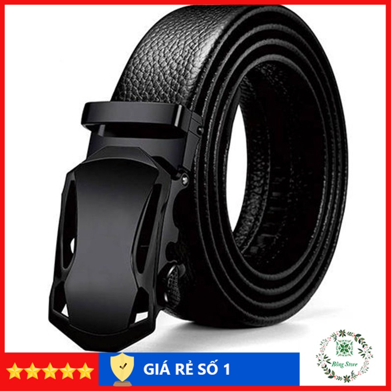 Thắt Lưng Nam Khóa Tự Động, Dây thắt Lưng Da Nam Cao Cấp Mặt Đen Trơn Sang Trọng TLĐT1