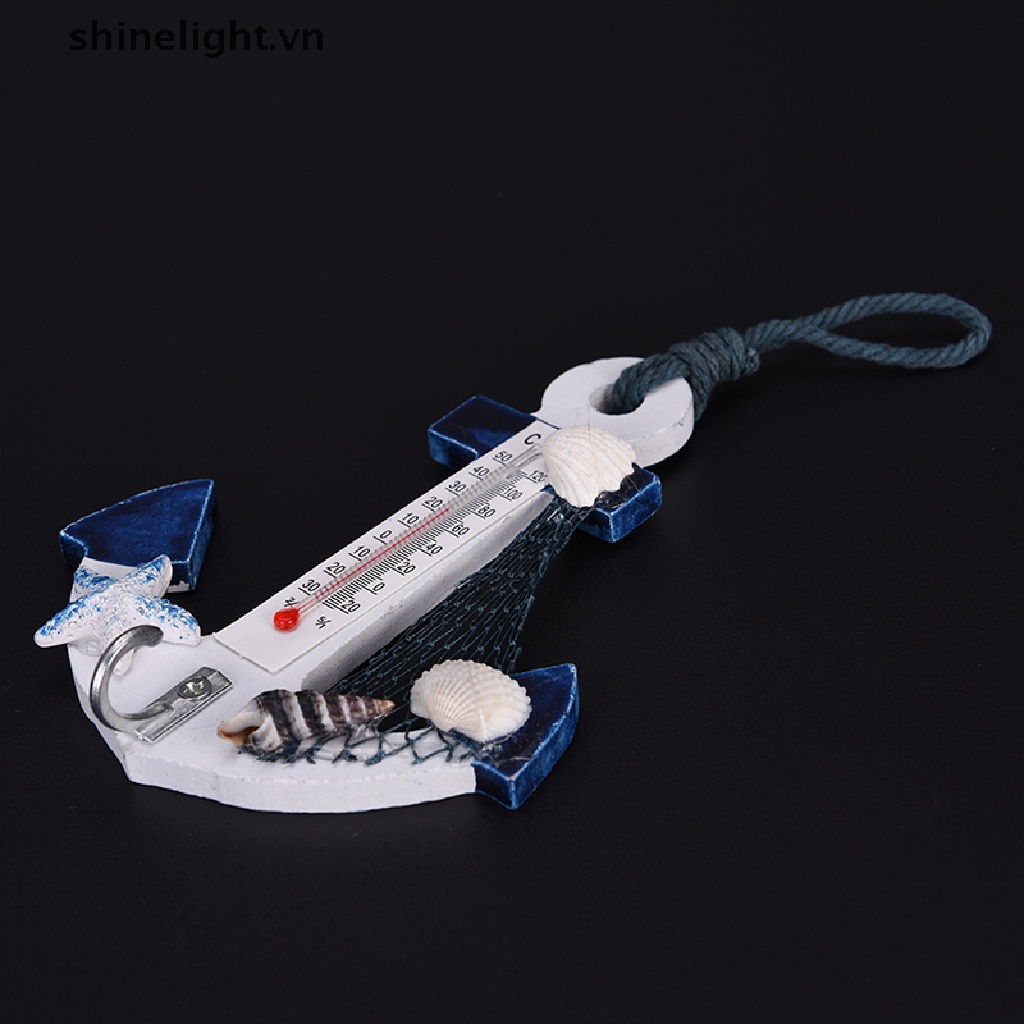 Nhiệt Kế Dạng Treo Tường Hình Mỏ Neo Bằng Gỗ Dùng Trang Trí Nghệ Thuật