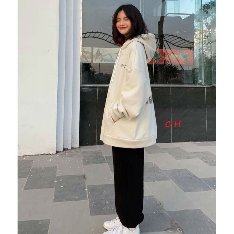 Áo khoác Hoodie nỉ cotto  mũ khóa Mint phản quang form thụng nam nữ unisex