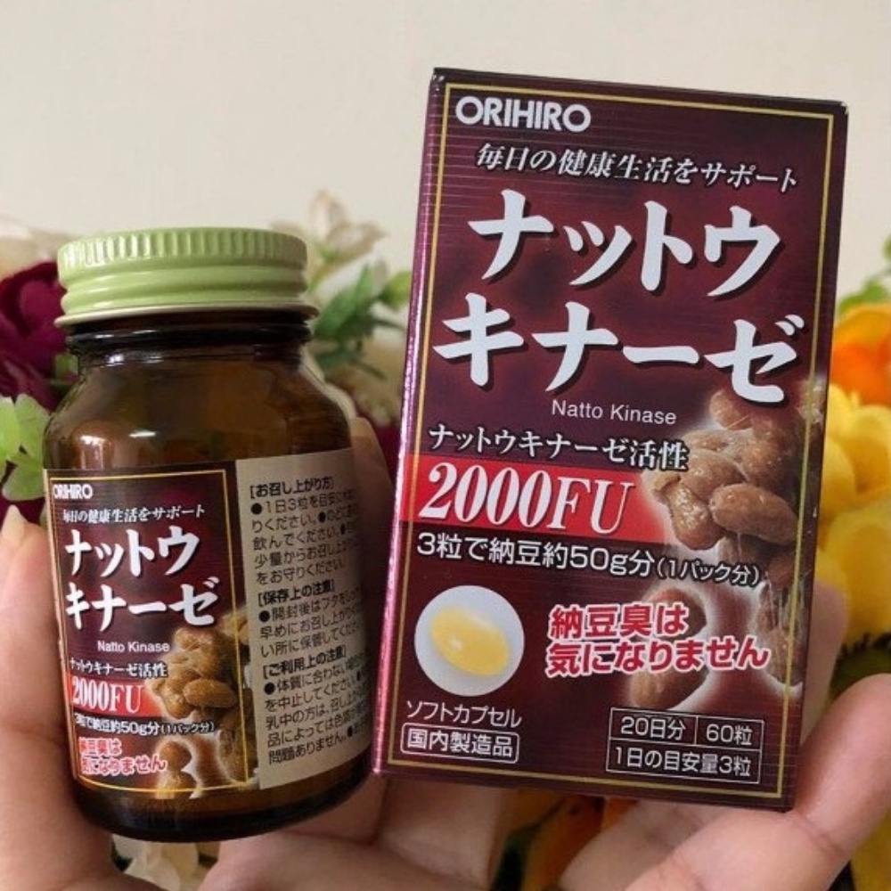Viên uống chống đột quỵ, tai biến Natto Kinase 2000FU Orihiro Nhật Bản hộp 60 viên Kimochi Store