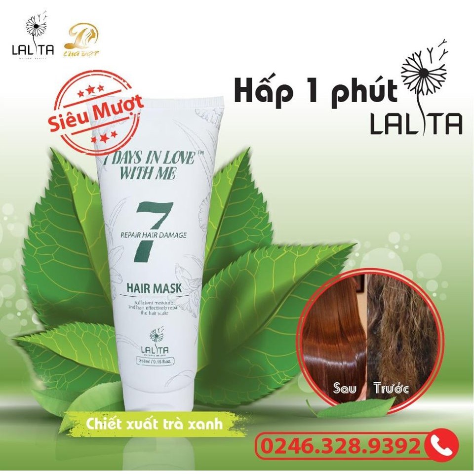 Cặp dầu gội + hấp phục hồi hư tổn siêu mượt LALITA chính hãng