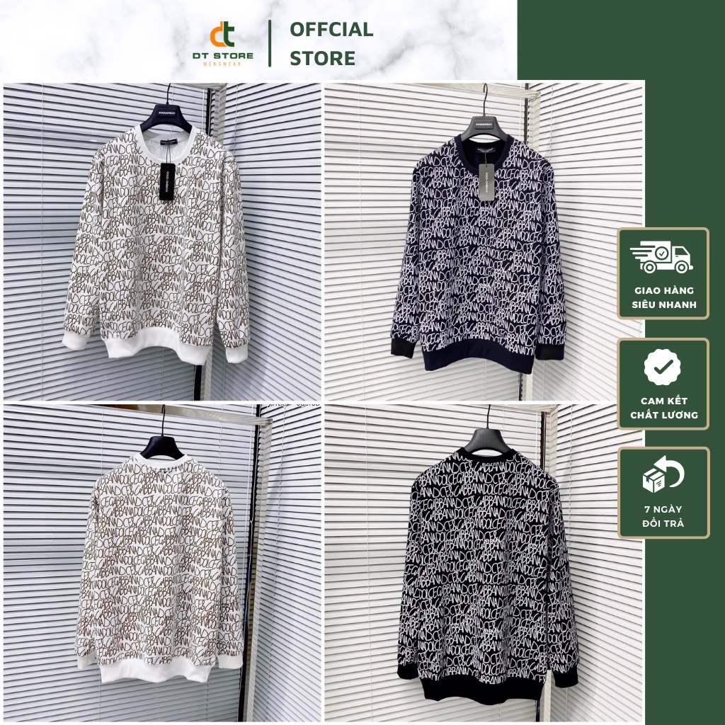 Áo Sweater Nam D&G Họa Tiết Chữ Dập Vân - Áo Nỉ Nam Nữ D&G Chất Nỉ Da Cá Ấm Áp Mềm Mịn DT STORE MENWEAR