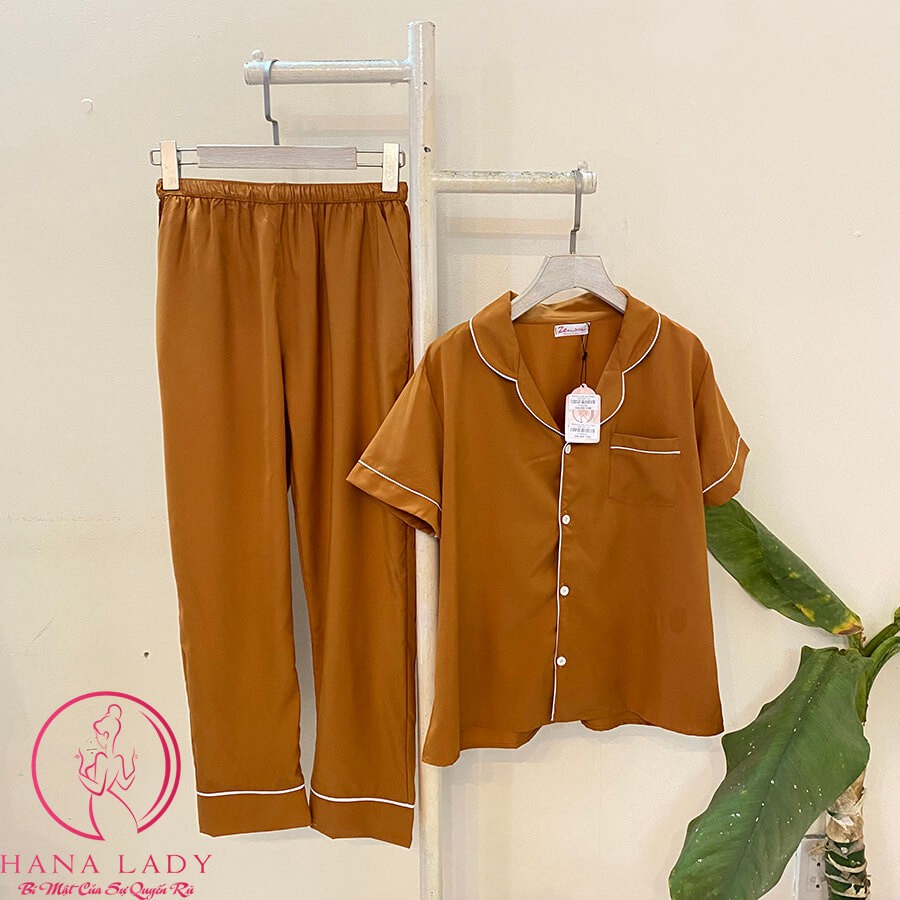 Đồ ngủ - Bộ ngủ pijama lụa giấy tay ngắn quần dài mặc nhà siêu mát mịn PJ364