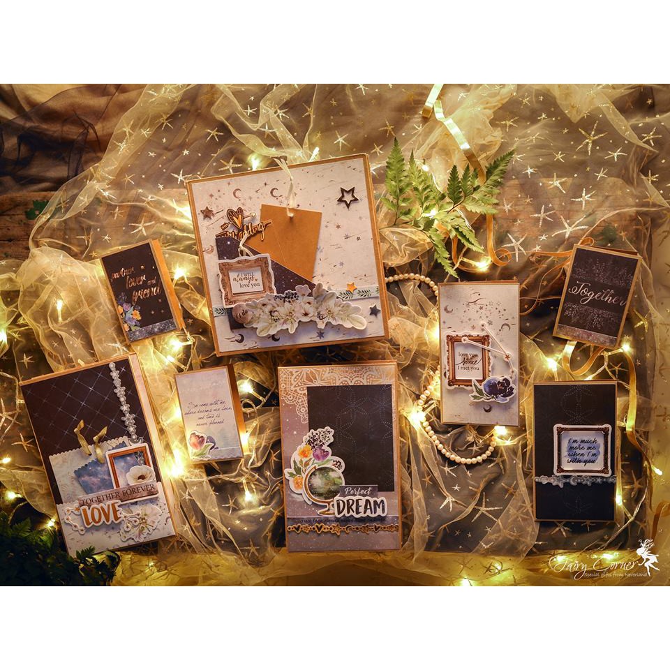 Bộ 74 sticker  dùng trang trí sổ, khung ảnh, album Starry night