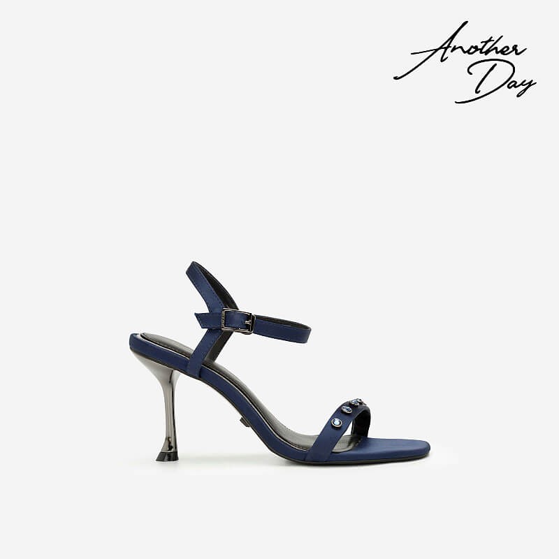 Vascara Giày Sandal Cao Gót Satin Another Day SDN 0664 Màu Xanh Navy